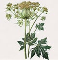 Angelica Botanical Illustration, Archangelica Medicinal Plant, Abstract Generative AI Illustration