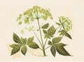 Angelica Botanical Illustration, Archangelica Medicinal Plant, Abstract Generative AI Illustration