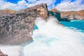 Angels billabong natural swimming pool in Nusa Penida island near Bali big ocean waves,Indonesia Royalty Free Stock Photo