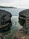 Girl at Angels Billabong, Nusa Penida Bali Indonesia Royalty Free Stock Photo