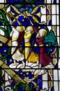 Angels blowing on a trumpet (stained glass) Royalty Free Stock Photo