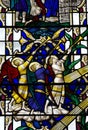 Angels blowing on a trumpet (stained glass) Royalty Free Stock Photo