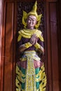 The angels are carved in the door of the temple , Shan style