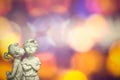 Angels couple statue in love with blurred valentine background. Royalty Free Stock Photo