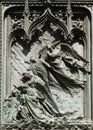 Angels, detail of the main bronze door of the Milan Cathedral Royalty Free Stock Photo