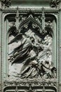 Angels, detail of the main bronze door of the Milan Cathedral Royalty Free Stock Photo