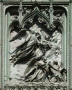 Angels, detail of the main bronze door of the Milan Cathedral Royalty Free Stock Photo