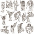 Angels - hand drawn full sized illustrations, originals Royalty Free Stock Photo