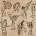 Angels - hand drawn vector pack Royalty Free Stock Photo