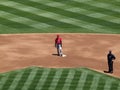 Angels Hideki Matsui stands on second base
