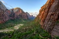 Angels landing hiking trail in Zion National Park, Utah, USA