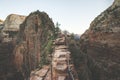 Angels landing hiking trail in Zion National Park, Utah, USA Royalty Free Stock Photo