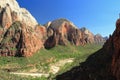 Virgin River Canyon from Angels Landing Trail, Zion National Park, Utah Royalty Free Stock Photo