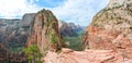 Angels landing trail in zion national park, panoramic picture Royalty Free Stock Photo