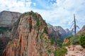 Angels landing trail in zion national park in summer, panoramic Royalty Free Stock Photo