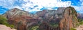 Angels landing trail in zion national park in summer, panoramic picture Royalty Free Stock Photo