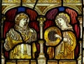 Angels making music (stained glass)