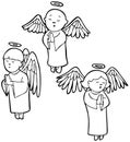 Angels praying - black and white Royalty Free Stock Photo