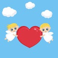 Angels with red heart Royalty Free Stock Photo
