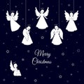 White Christmas angels with wings and nimbus Royalty Free Stock Photo