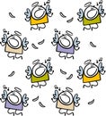 Angels singing in the sky seamless pattern. Vector illustration of cute fat characters flyong with wings.