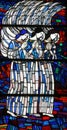 Angels, stained glass window in church church of the Saint Joseph the Worker in Klinca Sela, Croatia Royalty Free Stock Photo