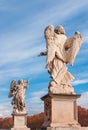 Angels statues in autumn Rome Royalty Free Stock Photo