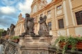 Angels statues at Loreto Prague Loreta Praha church monastery pilgrimage in Prague, Czech Republic Royalty Free Stock Photo