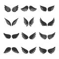 Angels wings silhouettes set