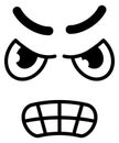 Anger emotion doodle. Iritated face. Displease expression Royalty Free Stock Photo