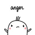 Anger hand drawn illustration with angry marshmallow for prints posters psychology articles psychotherapy seven sins of