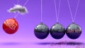 Anger leads to dark side. A Newton cradle metaphor showing how anger triggers dark side. Cause and effect relation between them.