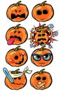 Anger rage disease explosion madness Emoji Halloween pumpkin set collection