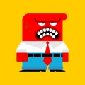 Anger red man. Evil worker. Angry red boss. Vector illustration