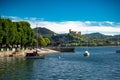 Rocca di Angera seen from Arona. Lake Maggiore, Italy