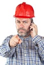 Angered construction worker Royalty Free Stock Photo