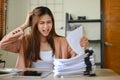 Angered and mad Asian businesswoman screams and dissatisfies with her assistant`s work Royalty Free Stock Photo