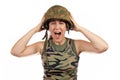 Angered soldier girl Royalty Free Stock Photo