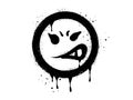 Anggry face emoticon character. Spray painted graffiti anger face in black over white