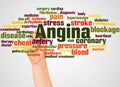 Angina word cloud and hand with marker concept Royalty Free Stock Photo