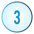 Number 3 symbol or logo with round frame in blue gradient color Royalty Free Stock Photo