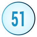 Number 51 symbol or logo with round frame in blue gradient color Royalty Free Stock Photo