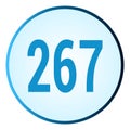 Number 267 symbol or logo with round frame in blue gradient color Royalty Free Stock Photo