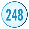 Number 248 symbol or logo with round frame in blue gradient color Royalty Free Stock Photo
