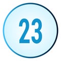 Number 23 symbol or logo with round frame in blue gradient color Royalty Free Stock Photo