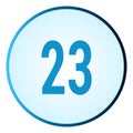 Number 23 symbol or logo with round frame in blue gradient color Royalty Free Stock Photo