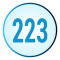 Number 223 symbol or logo with round frame in blue gradient color Royalty Free Stock Photo