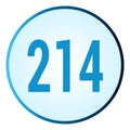 Number 214 symbol or logo with round frame in blue gradient color Royalty Free Stock Photo