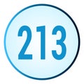 Number 213 symbol or logo with round frame in blue gradient color Royalty Free Stock Photo