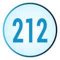 Number 212 symbol or logo with round frame in blue gradient color